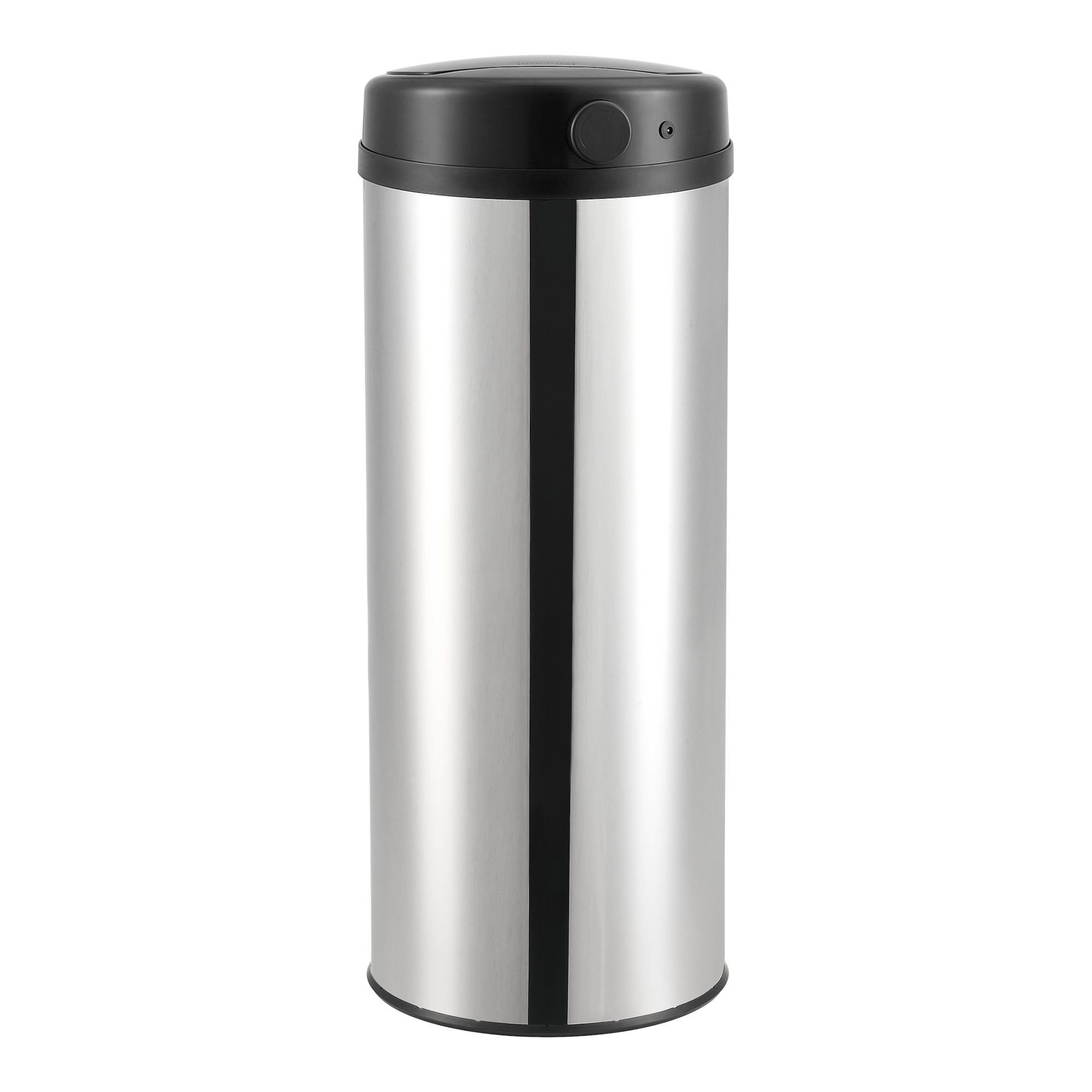 Pattumiera Automatica 47 L, Bidone Cilindrico in Acciaio Inox (AxØ) 77 x 30,5 cm Coperchio con Sensore di Movimento e