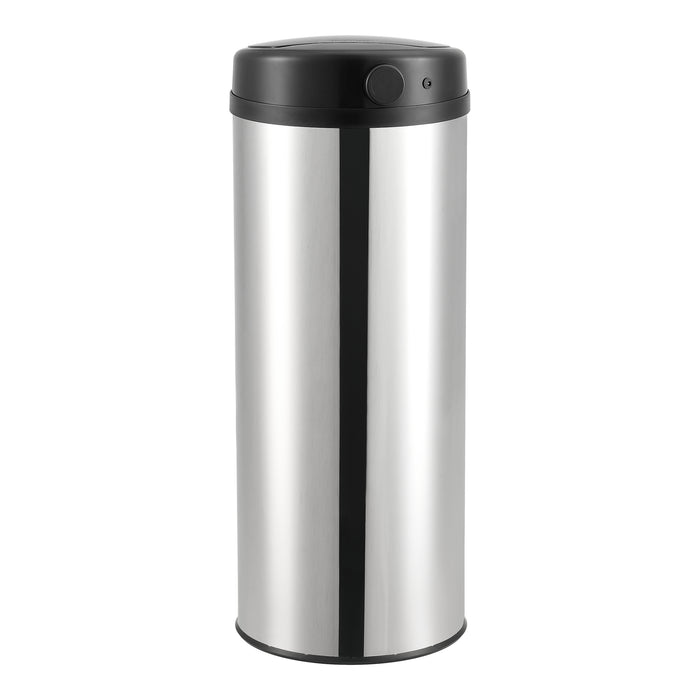 Pattumiera Automatica 47 L, Bidone Cilindrico in Acciaio Inox (AxØ) 77 x 30,5 cm Coperchio con Sensore di Movimento e