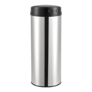 Pattumiera Automatica 47 L, Bidone Cilindrico in Acciaio Inox (AxØ) 77 x 30,5 cm Coperchio con Sensore di Movimento e
