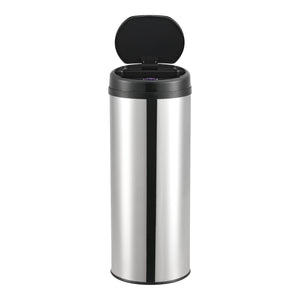 Pattumiera Automatica 47 L, Bidone Cilindrico in Acciaio Inox (AxØ) 77 x 30,5 cm Coperchio con Sensore di Movimento e