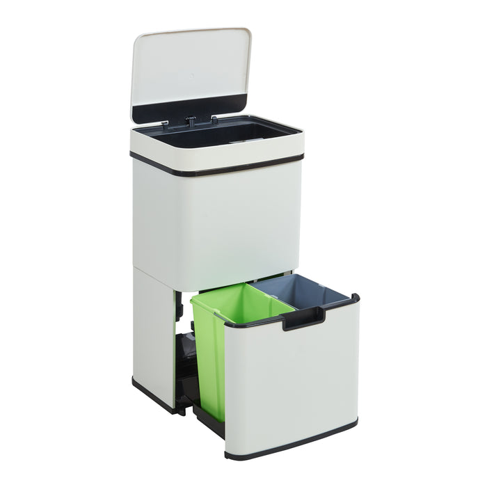 Pattumiera Automatica Venna con Sensore a 3 Scomparti Capacità 72 L - Beige [en.casa]