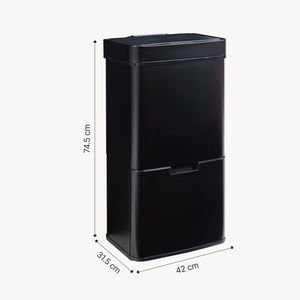 Pattumiera Automatica Venna con Sensore a 3 Scomparti Capacità 62 L - Nero [en.casa]