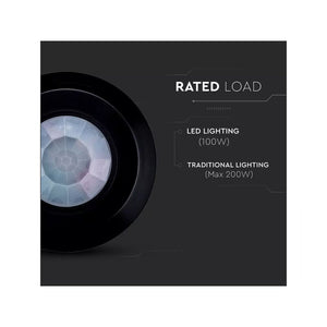 Sensore di Movimento PIR Slim Da Soffitto Muro Montaggio a Plafone Nero 360 Gradi SKU-6607