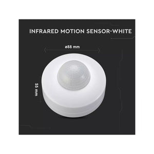 Sensore di Movimento a Infrarossi e Crepuscolare 360 Gradi Montaggio a Plafone Carcassa Bianca IP20 Manual Override SKU-1355