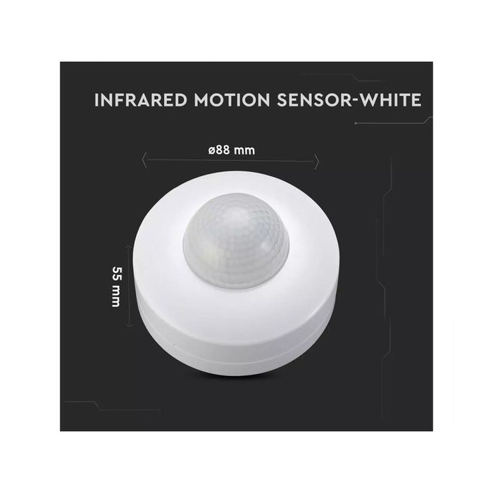 Sensore di Movimento a Infrarossi e Crepuscolare 360 Gradi Montaggio a Plafone Carcassa Bianca IP20 Manual Override SKU-1355