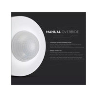Sensore di Movimento a Infrarossi e Crepuscolare 360 Gradi Montaggio a Plafone Carcassa Bianca IP20 Manual Override SKU-1355