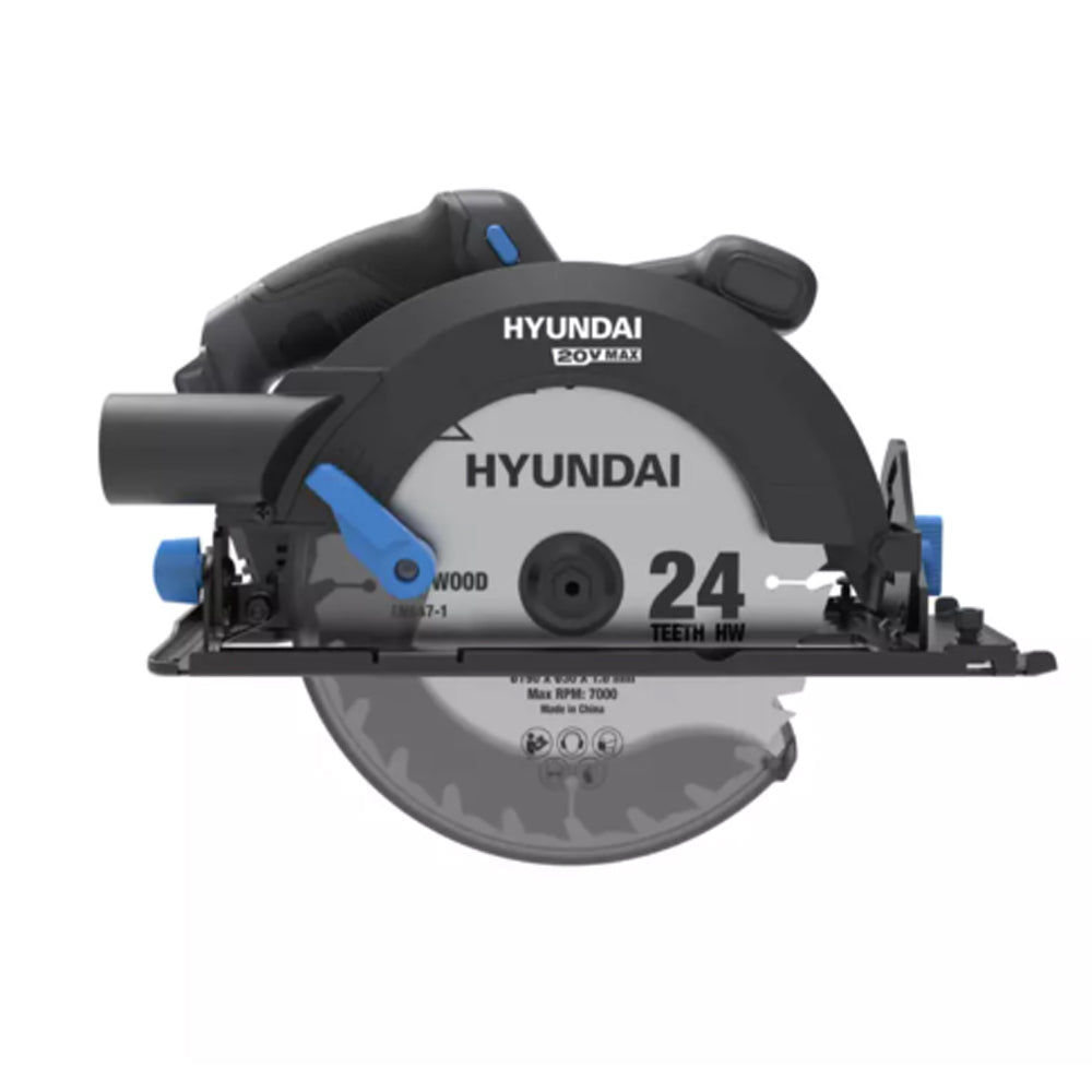 SEGA CIRCOLARE A BATTERIA A MANO 20V TAGLIO 190mm LAMA 24 DENTI CS20X-190 HYUNDAI