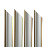 4 barre intere PRETAGLIATE AD ANGOLO per Bugna Boiserie in polimeri linea GOLD (doppio filo oro) ral 9010 varie dimensioni - 4 barre da 280cm