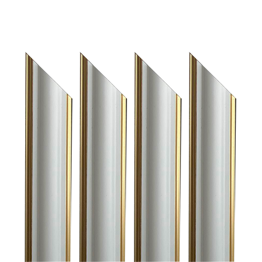 4 barre intere PRETAGLIATE AD ANGOLO per Bugna Boiserie in polimeri linea GOLD (doppio filo oro) ral 9010 varie dimensioni - 4 barre da 220cm