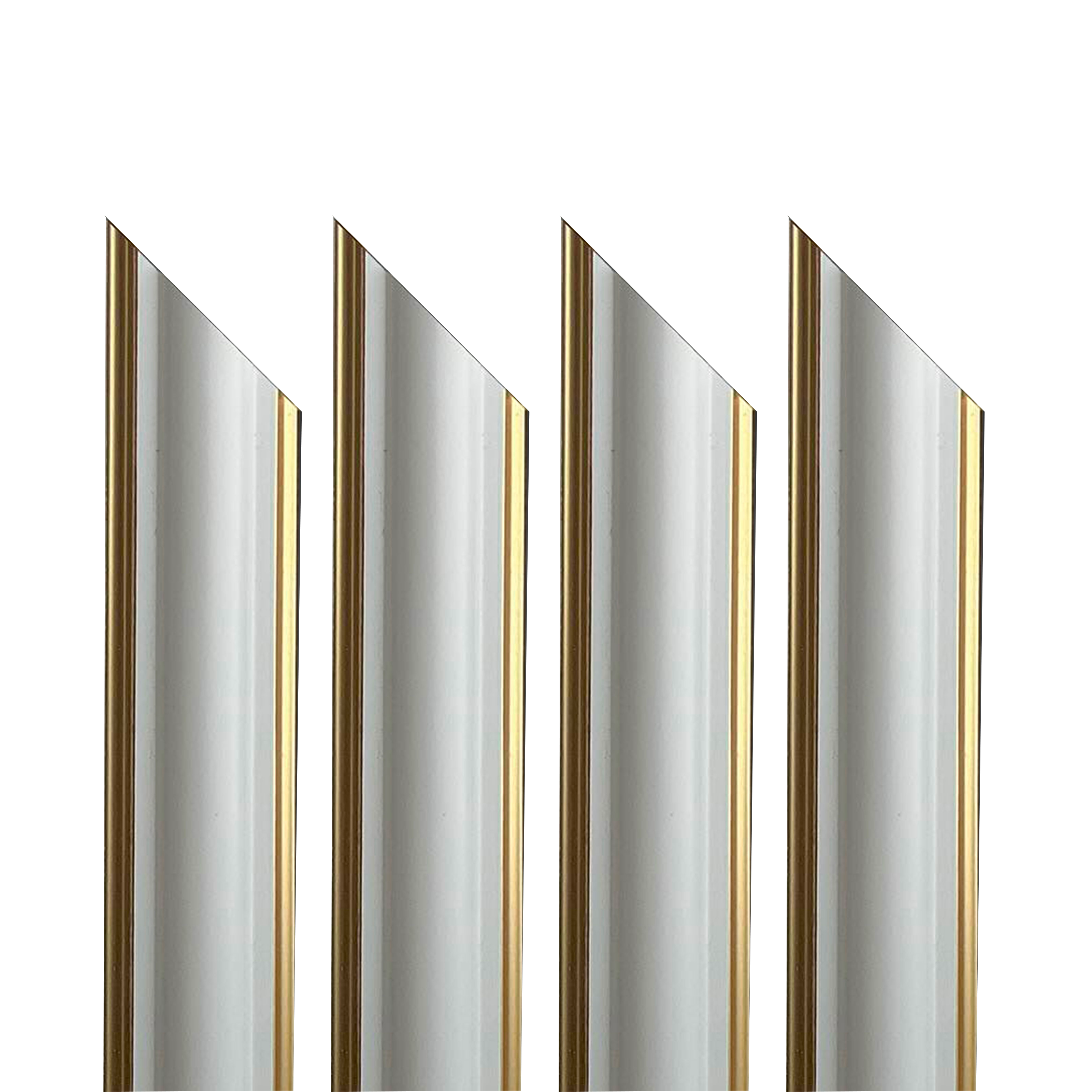 4 barre intere PRETAGLIATE AD ANGOLO per Bugna Boiserie in polimeri linea GOLD (doppio filo oro) ral 9010 varie dimensioni - 4 barre da 25cm
