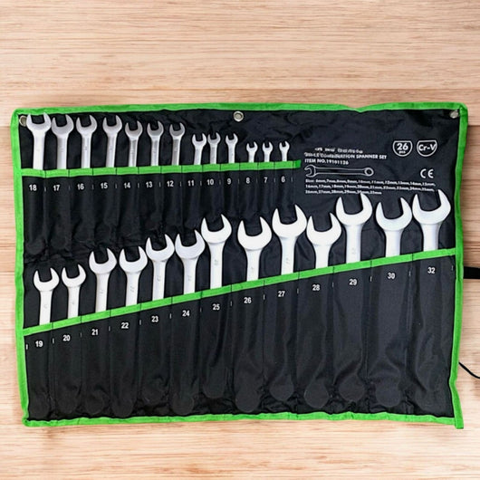 Serie Kit Set 26 Chiavi Combinate A Stella E Fisse Inglesi Da 6 a 32mm 19101126