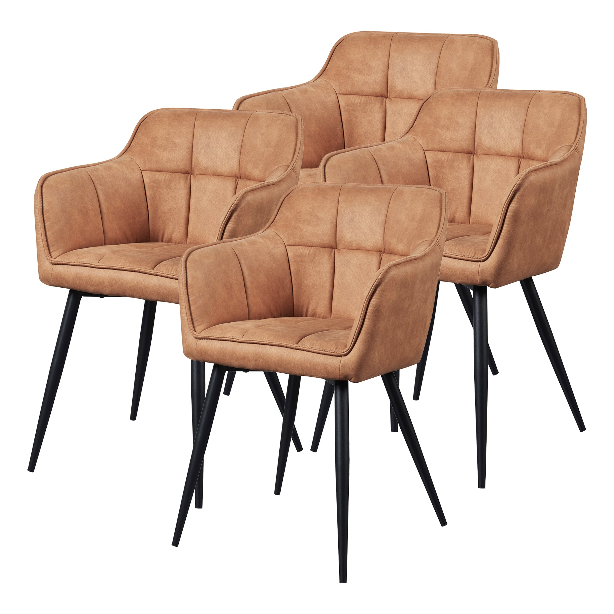 Set di 4 Sedie per Sala Pranzo Birmingham Effetto Velluto Marrone [en.casa]