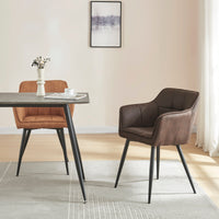 Set di 4 Sedie per Sala Pranzo Birmingham Effetto Velluto Marrone Scuro [en.casa]