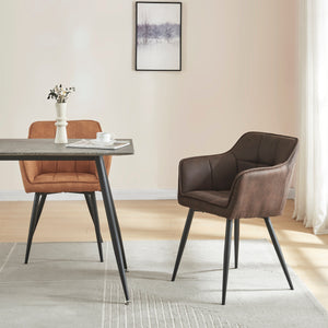 Sedia per Sala Pranzo Birmingham Effetto Velluto Marrone Scuro [en.casa]