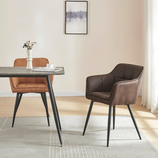 Sedia per Sala Pranzo Birmingham Effetto Velluto Marrone Scuro [en.casa]