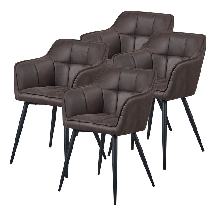 Set di 4 Sedie per Sala Pranzo Birmingham Effetto Velluto Marrone Scuro [en.casa]