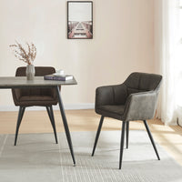 Set di 4 Sedie per Sala Pranzo Birmingham Effetto Velluto Grigio Scuro [en.casa]