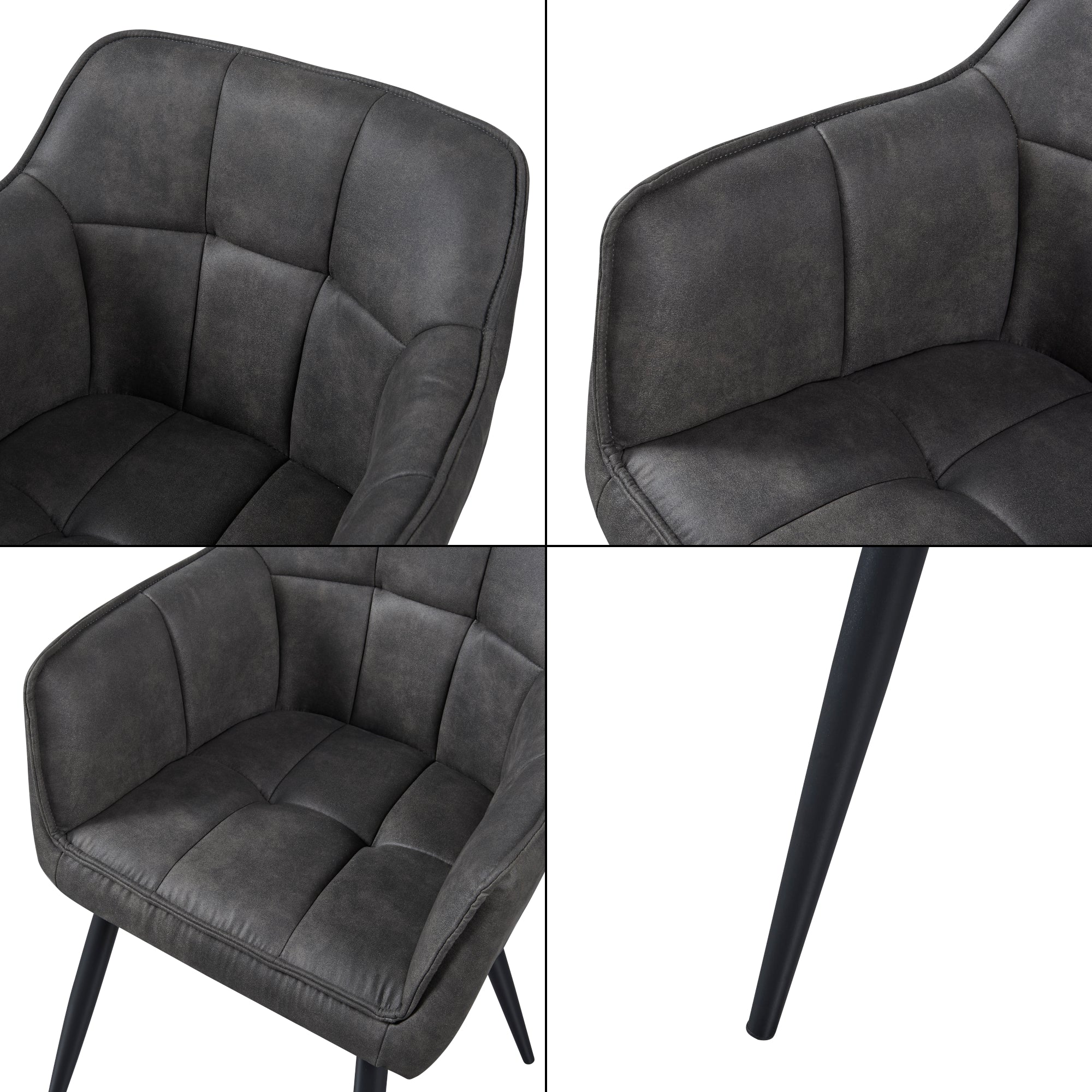 Set di 4 Sedie per Sala Pranzo Birmingham Effetto Velluto Grigio Scuro [en.casa]