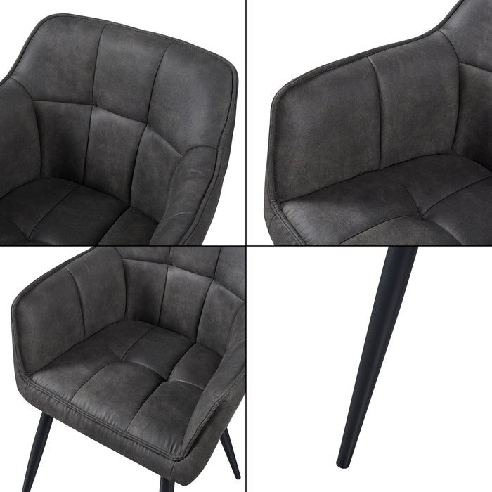 Set di 2 Sedie per Sala Pranzo Birmingham Effetto Velluto Grigio Scuro [en.casa]