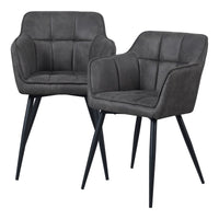 Set di 2 Sedie per Sala Pranzo Birmingham Effetto Velluto Grigio Scuro [en.casa]