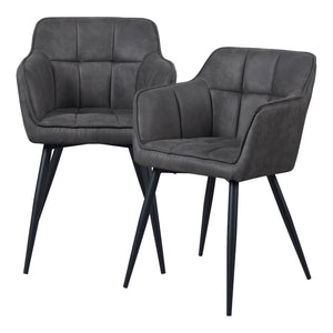 Set di 2 Sedie per Sala Pranzo Birmingham Effetto Velluto Grigio Scuro [en.casa]