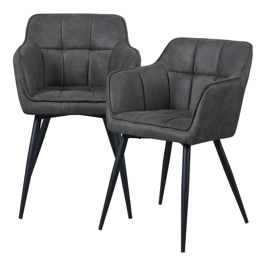 Set di 2 Sedie per Sala Pranzo Birmingham Effetto Velluto Grigio Scuro [en.casa]