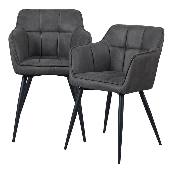 Set di 2 Sedie per Sala Pranzo Birmingham Effetto Velluto Grigio Scuro [en.casa]