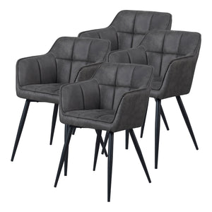 Set di 4 Sedie per Sala Pranzo Birmingham Effetto Velluto Grigio Scuro [en.casa]