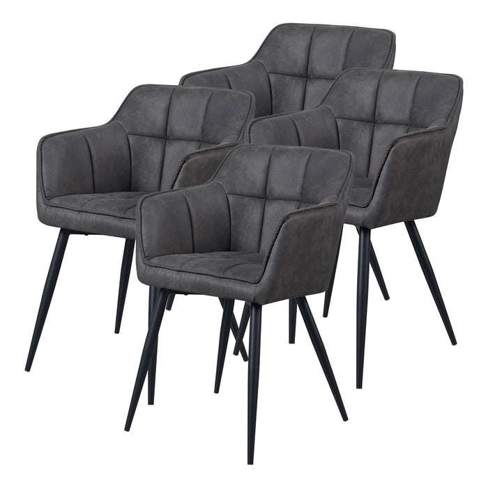 Set di 4 Sedie per Sala Pranzo Birmingham Effetto Velluto Grigio Scuro [en.casa]