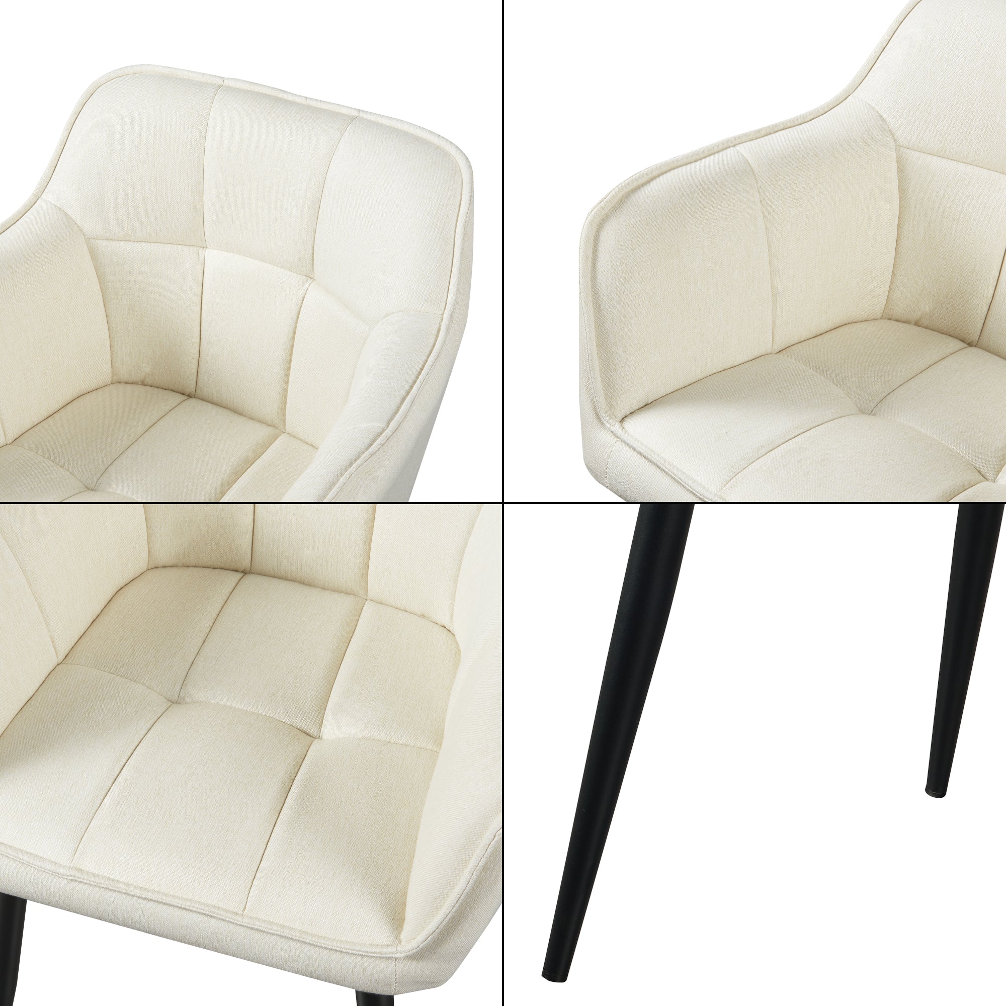 Set di 4 Sedie per Sala Pranzo Birmingham in Tessuto Beige [en.casa]