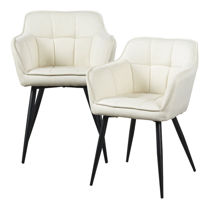Set di 2 Sedie per Sala Pranzo Birmingham in Tessuto Beige [en.casa]