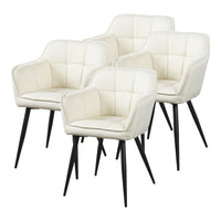 Set di 4 Sedie per Sala Pranzo Birmingham in Tessuto Beige [en.casa]