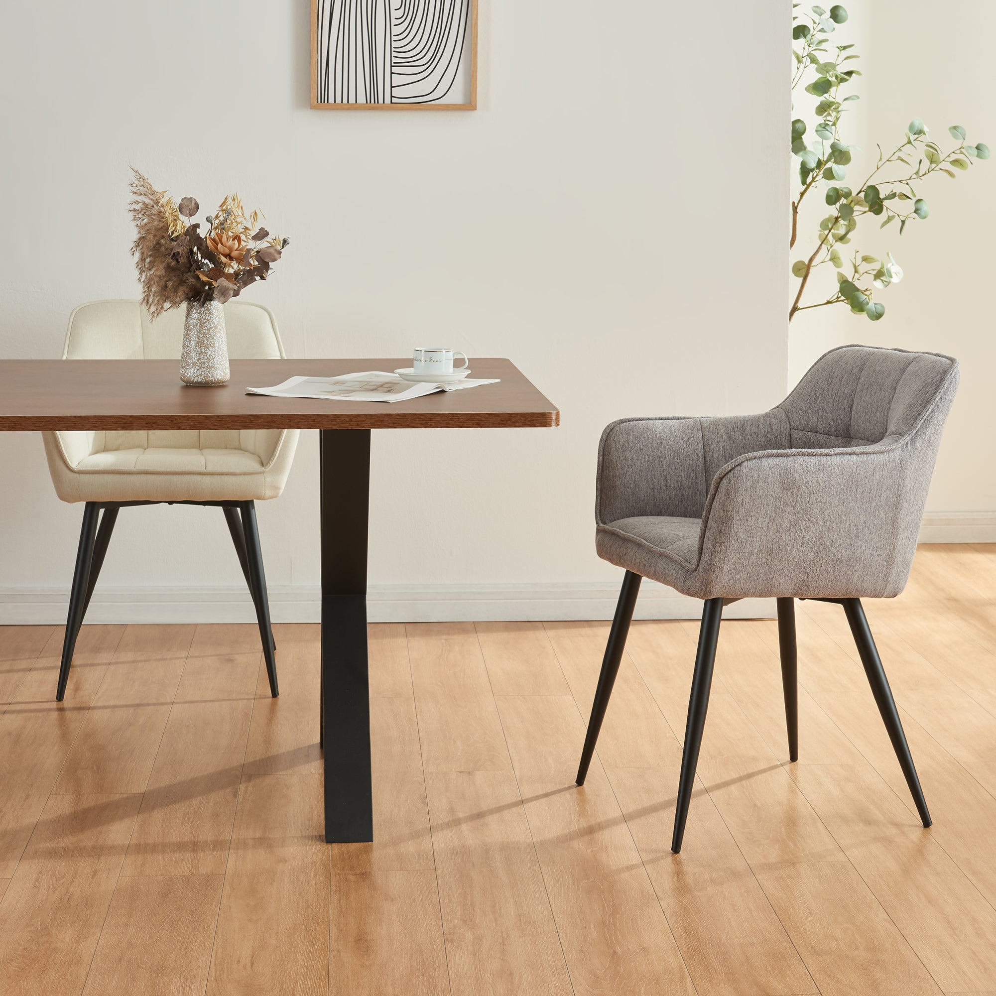 Sedia per Sala Pranzo Birmingham in Tessuto Grigio [en.casa]