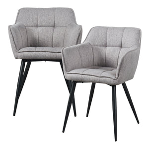 Set di 2 Sedie per Sala Pranzo Birmingham in Tessuto Grigio [en.casa]