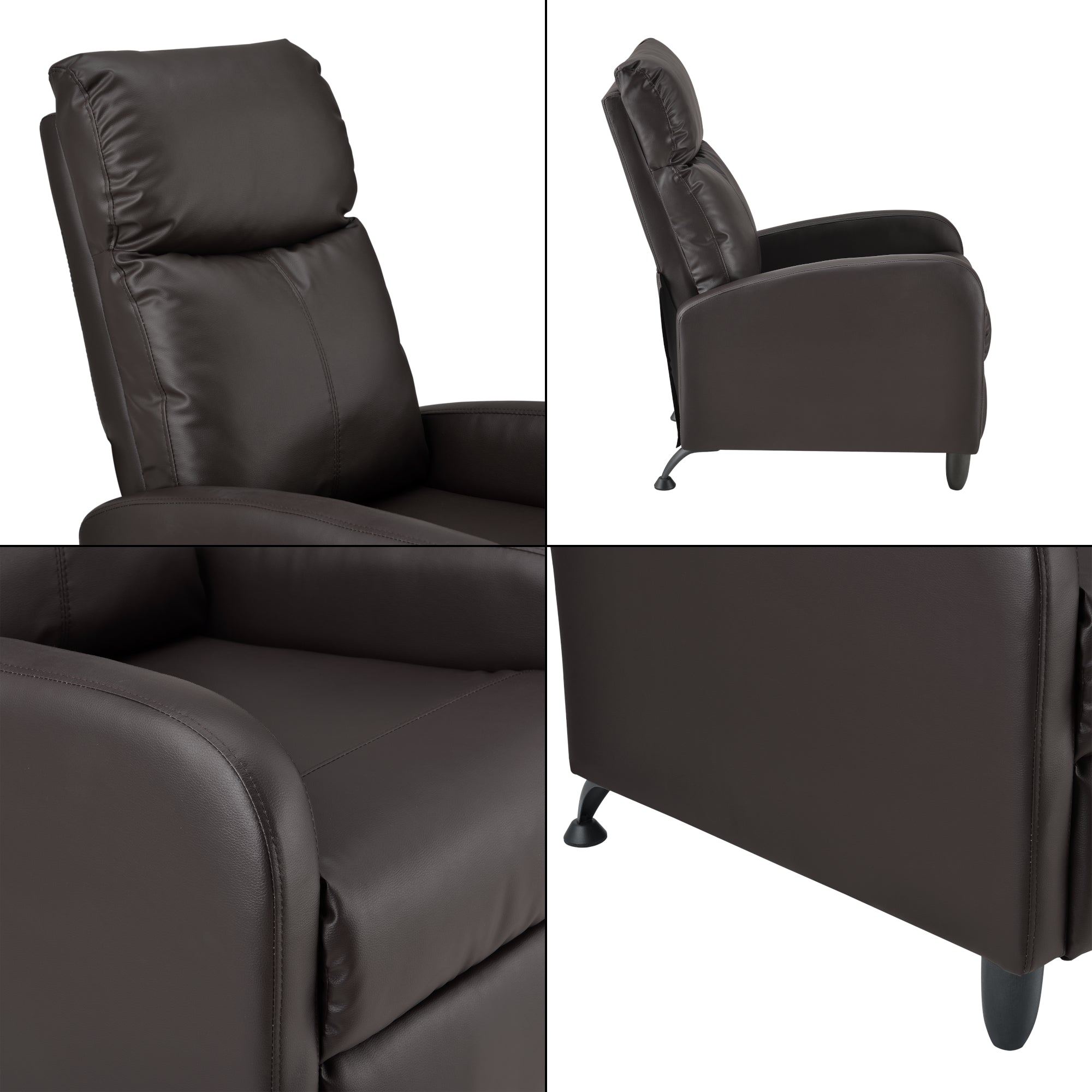 Poltrona Relax Bregenz con Schienale Reclinabile e Poggiapiedi Ribaltabile - Similpelle Marrone [en.casa]