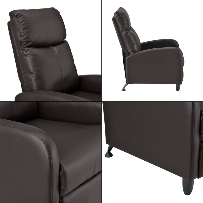 Poltrona Relax Bregenz con Schienale Reclinabile e Poggiapiedi Ribaltabile - Similpelle Marrone [en.casa]