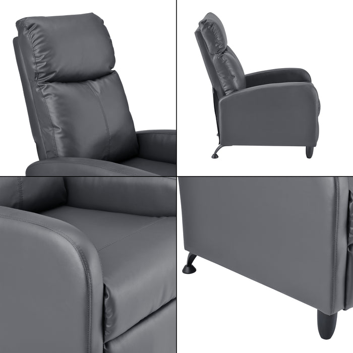 Poltrona Relax Bregenz con Schienale Reclinabile e Poggiapiedi Ribaltabile - Similpelle Grigio [en.casa]