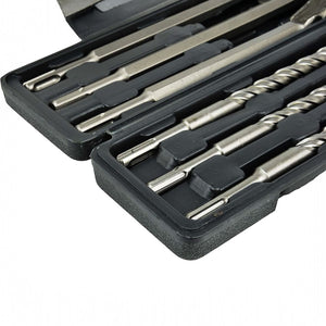 Set 10 PZ Punte Trapano SDS Plus Cemento Muro + 2 Scalpelli Piatti e a Punta