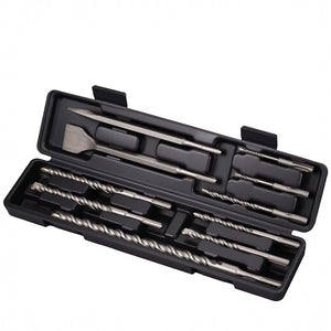 Set 10 PZ Punte Trapano SDS Plus Cemento Muro + 2 Scalpelli Piatti e a Punta