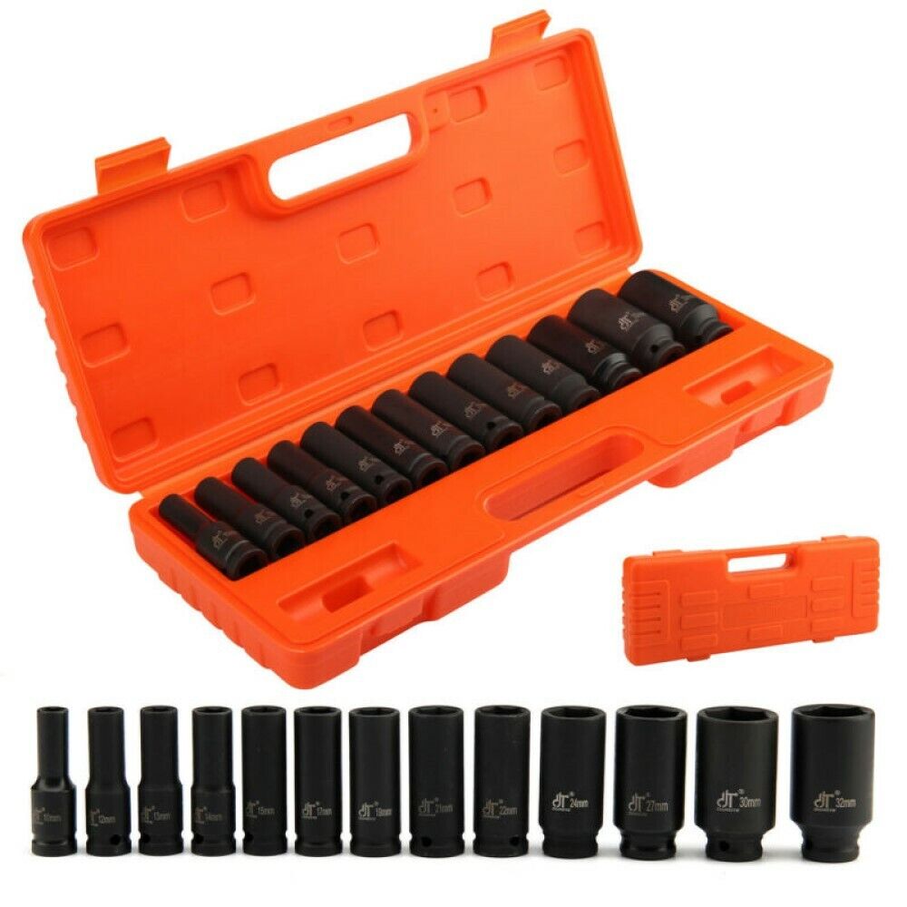 Set 13 bussole boccole 1/2" esagonali a impatto pistola avvitatore da 10 a 32MM