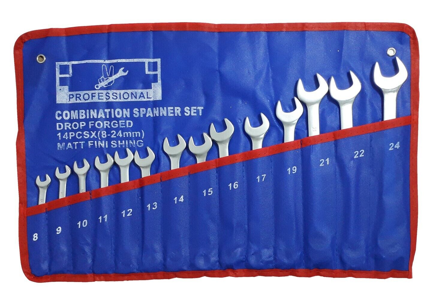 Set 14 chiavi combinate a forchetta a stella poligonali fisse in acciaio 8-24mm