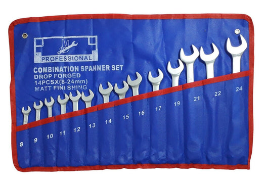 Set 14 chiavi combinate a forchetta a stella poligonali fisse in acciaio 8-24mm