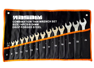 Set 14 chiavi combinate a forchetta e stella in acciaio da 8 a 24mm Art.20145