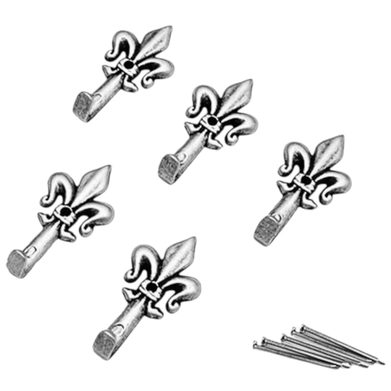 Set 15 Ganci Argento per Quadro Forma Giglio Chiodi da 17mm Ganci da 4,5cm 66883