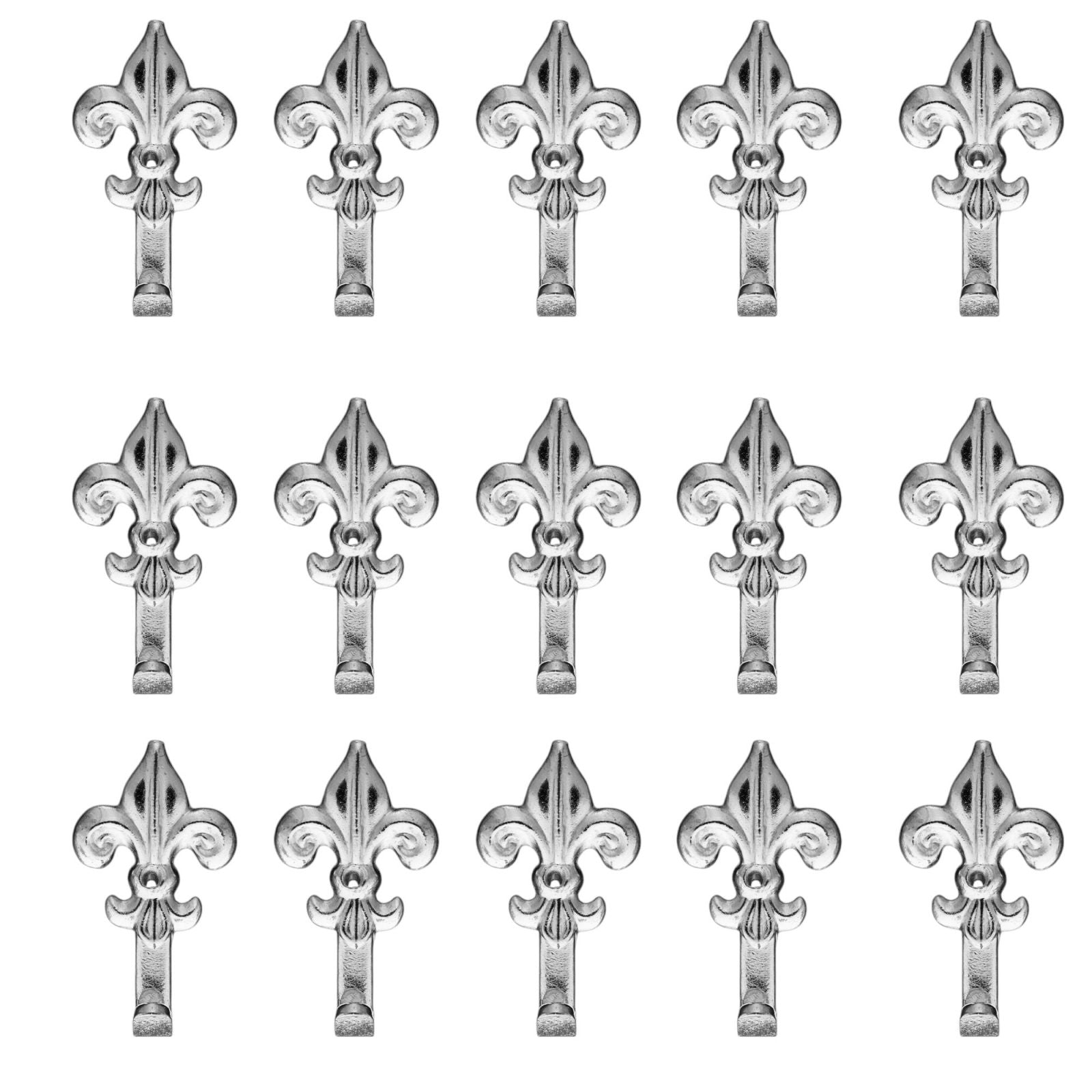 Set 15 Ganci Argento per Quadro Forma Giglio Chiodi da 17mm Ganci da 4,5cm 66883