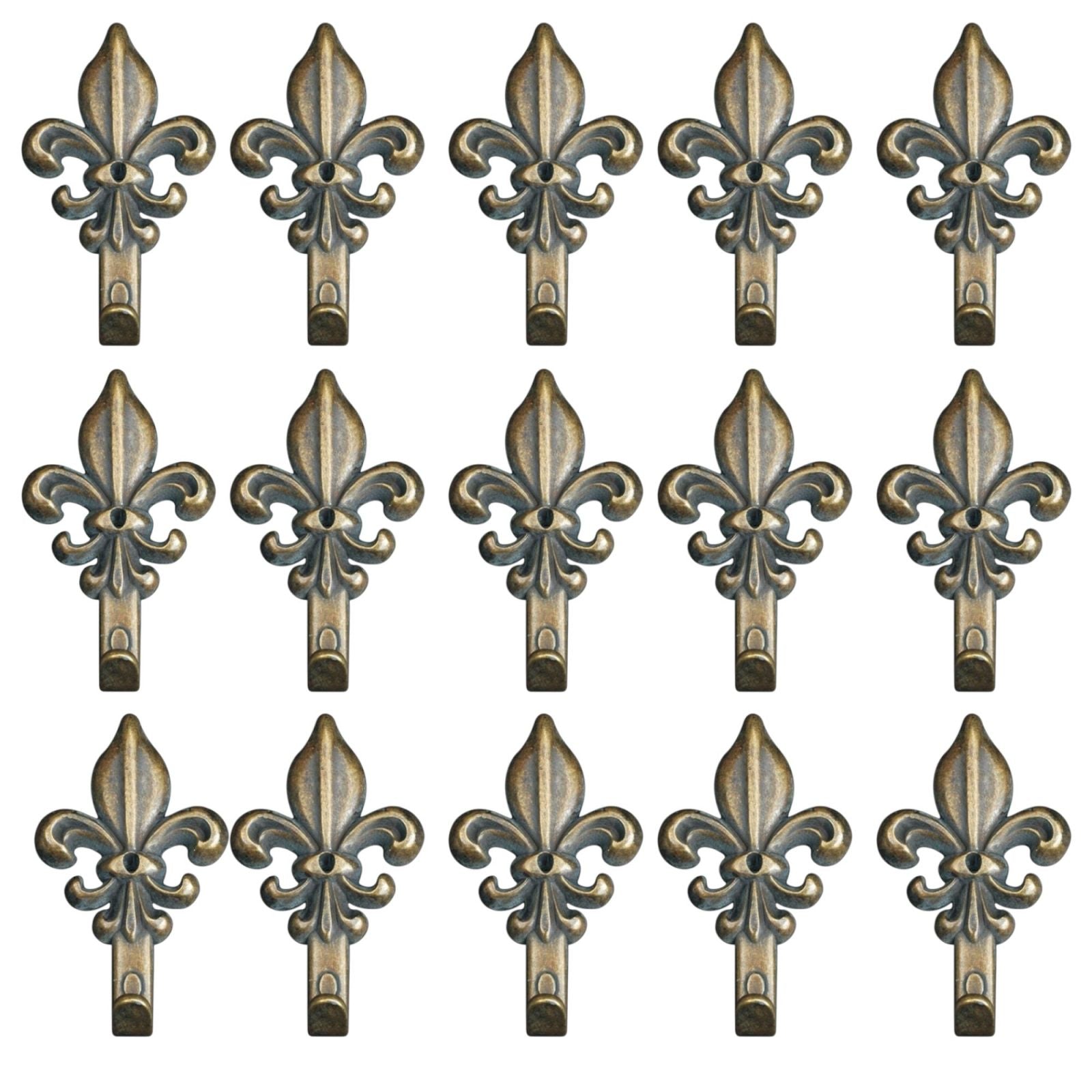 Set 15 Ganci Bronzo per Quadro Forma Giglio Chiodi da 17mm Ganci da 4,5cm 66884