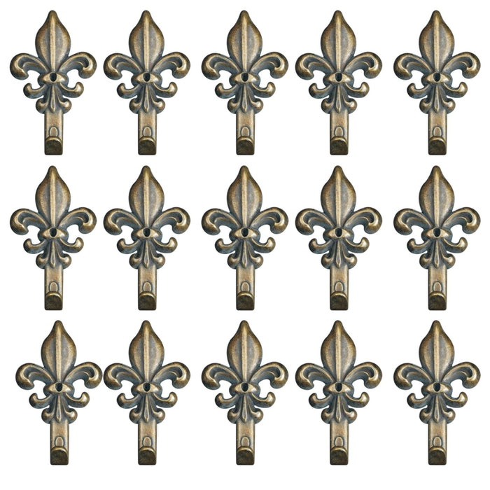 Set 15 Ganci Bronzo per Quadro Forma Giglio Chiodi da 17mm Ganci da 4,5cm 66884
