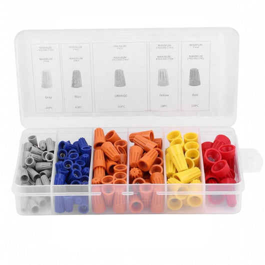 Set 158pz Connettori a Vite per Cavi Elettrici – Cappucci, Tappi, Morsetti e Terminali Isolanti Multicolore W14610