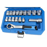 Set 17pz chiavi a bussola passanti 10-24mm con cricchetto reversibile 07472