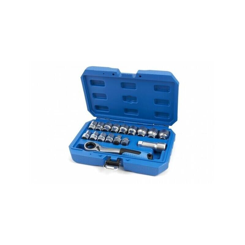 Set 17pz chiavi a bussola passanti 10-24mm con cricchetto reversibile 07472